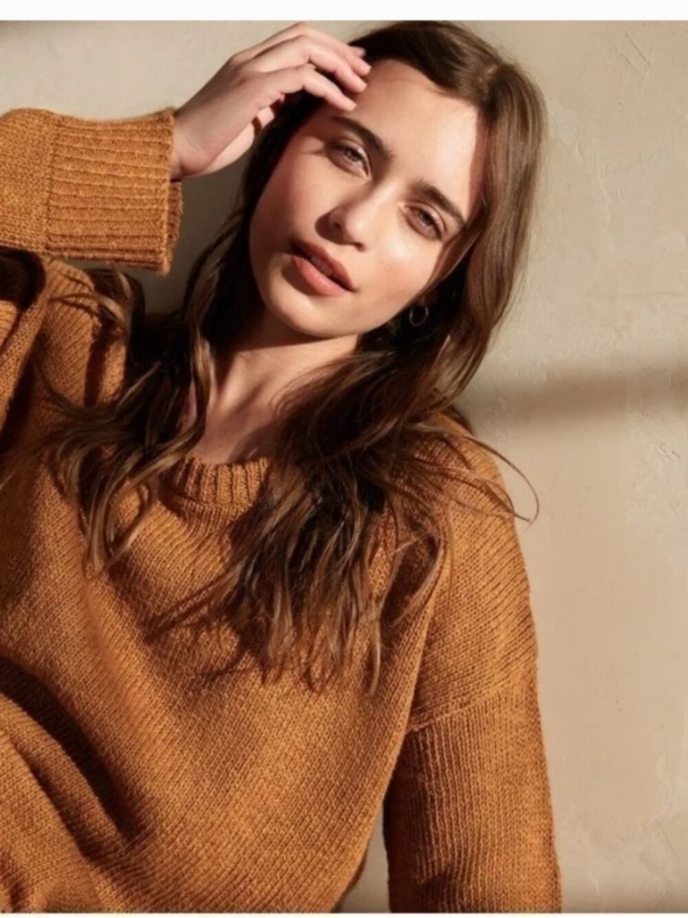 Jenni Kayne Cotton Linen Boyfriend Sweater, Amber, size XS